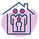 Icon of a family inside a home