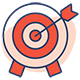 Icon of an arrow that hit a center target