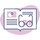 Icon of reading glasses on an opened book