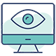 Icon of an opened eye on a monitor display