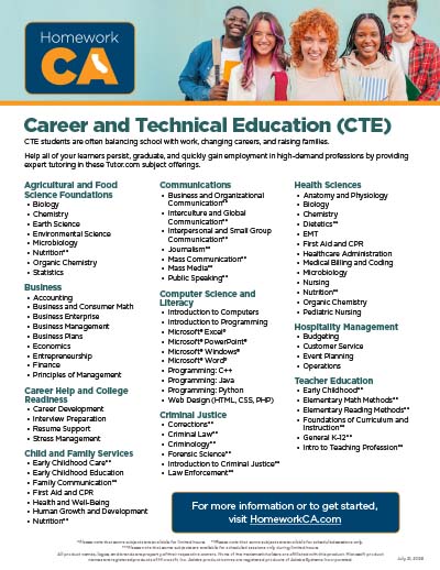 Career and Technical Subject List Cover
