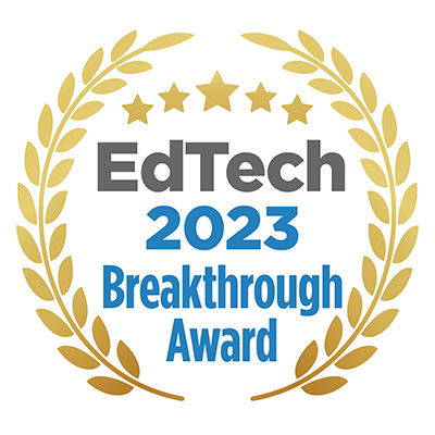 EdTech 2023 Breakthrough Award laurel wreath logo with stars