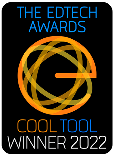 EdTech Awards 2022 Cool Tool winner emblem with dynamic orange swirls