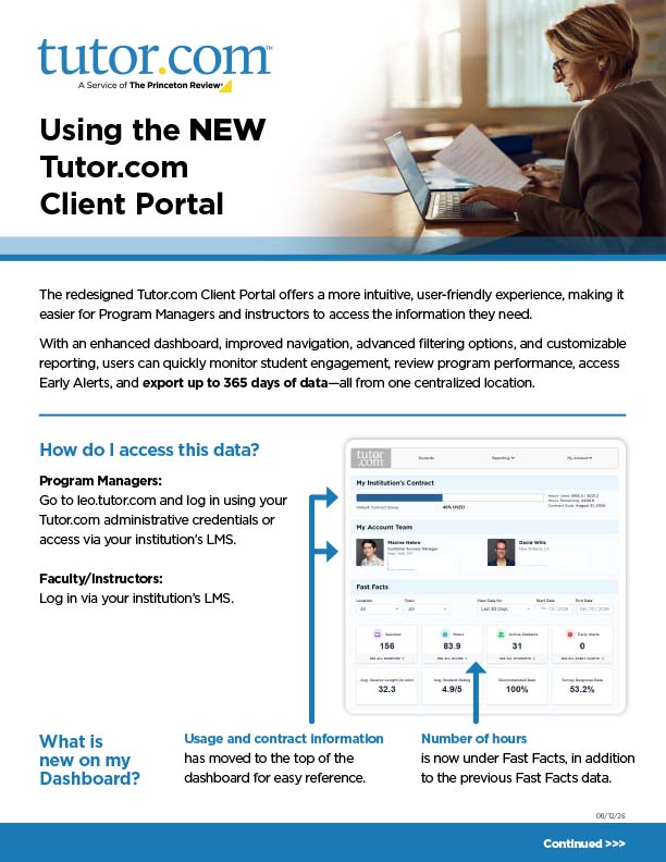 Using the NEW Tutor.com Client Portal
