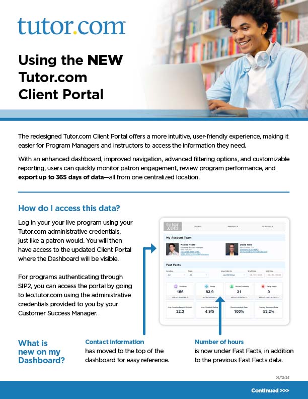 Using the NEW Tutor.com Client Portal