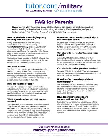 FAQ for Parents - pdf cover