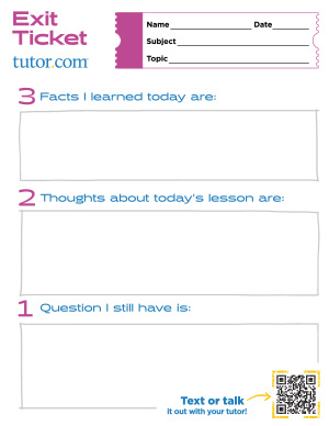 Thumbnail of Exit Ticket Form