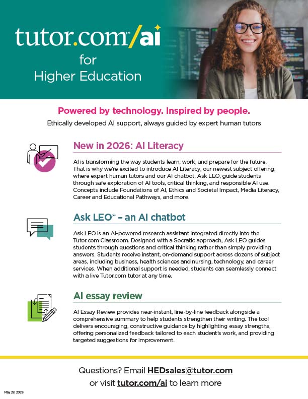 Tutor.com/AI for Higher Education
