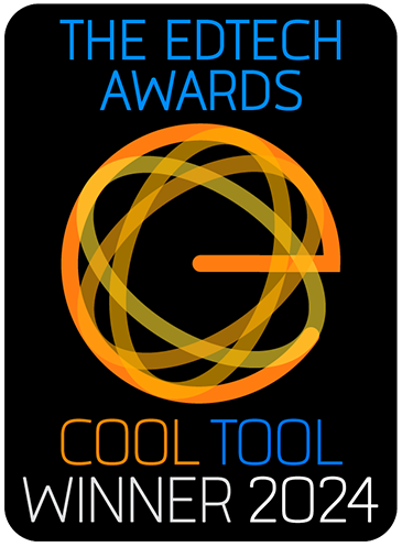 2024 EdTech Awards logo featuring 'Cool Tool Winner' title, stylized with a vibrant, circular graphic.