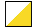 A black square with a diagonal line dividing it into a white triangle and a yellow triangle