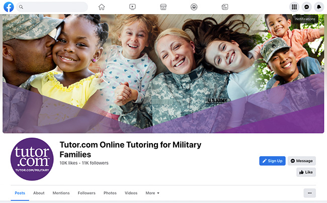 Tutor.com for U.S. Military: Facebook Page - cover