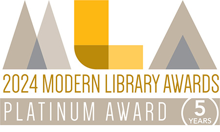 2024 Modern Library Awards Logo with Platinum Award and 5 Years Badge