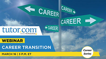 Video thumbnail of webinar title and streetsign with different arrows showing career in different directions