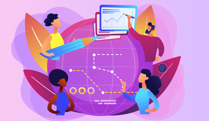 Colorful illustration of diverse students engaging in different notetaking strategies with digital tools.