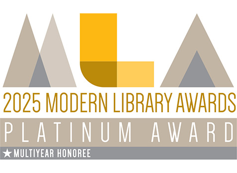 2023 Modern Library Awards platinum award logo, multiyear honoree