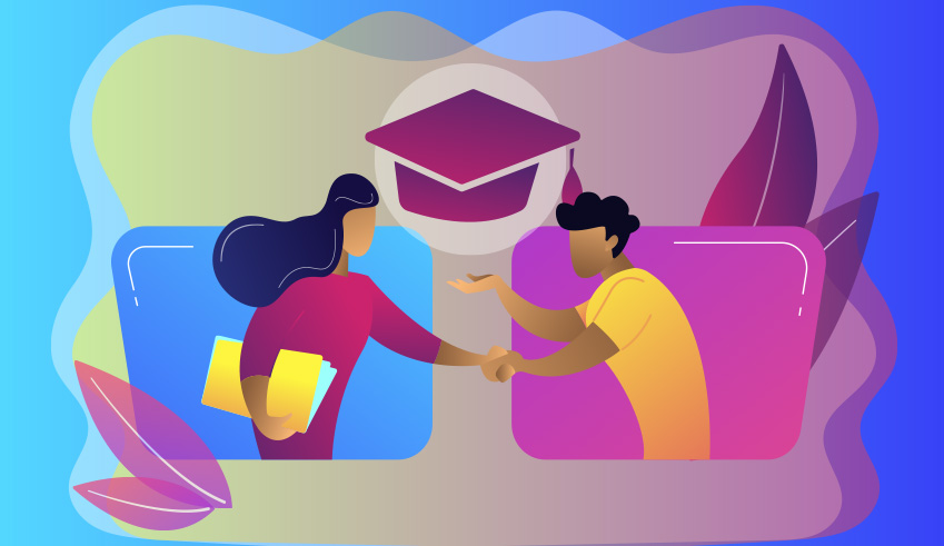 Animated student shaking hands with a graduation cap, symbolizing tips for school counselor meetings.