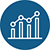 Icon of a rising graph with trend lines, symbolizing predictive insights, real-time, actionable data, and early alerts for quick intervention.